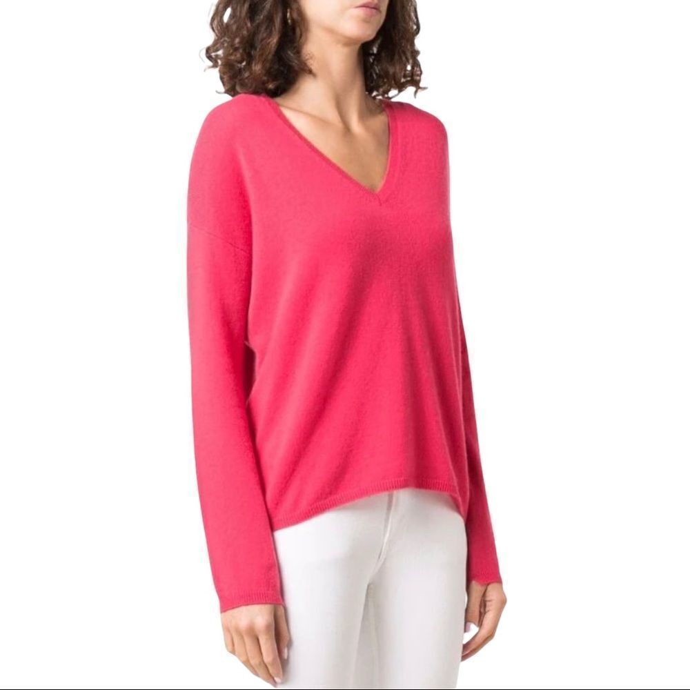 Kirkland 100% Cashmere V Neck Hot Pink Sweater S